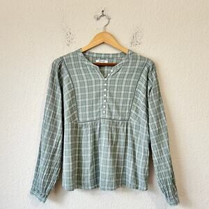 Madewell Green Plaid Blouse